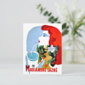 Redhead Frau trinkt Wasser, Marianske Lazne Postkarte (Stehend Vorderseite)