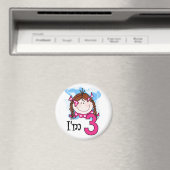 Redhead Girl I'm Three Magnet (In Situ (Geschirrspüler))