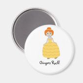 Redhead Girl in Gelb Kleid"Gingers Rock!" Magnet (Vorderseite/Rückseite)