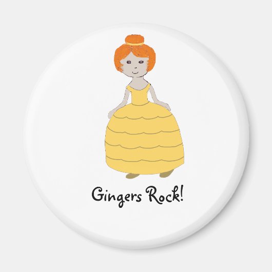 Redhead Girl in Gelb Kleid"Gingers Rock!" Magnet (Vorne)
