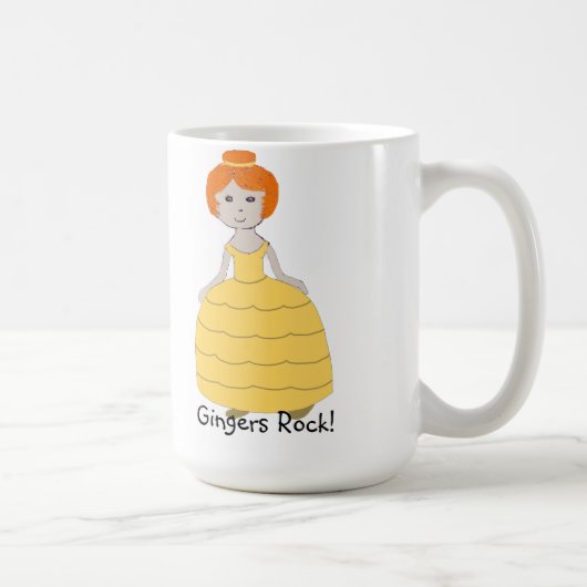 Redhead Girl Long Yellow Dress "Gingers Rock" Tass Kaffeetasse (Rechts)