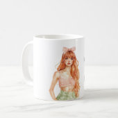 Redhead Girl Pink Bow Kaffeetasse (Vorderseite Links)