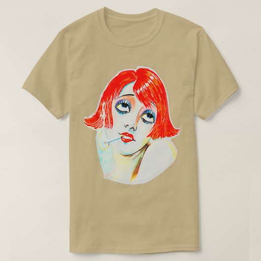 Redhead Girl Smoking T-Shirt (Design vorne)
