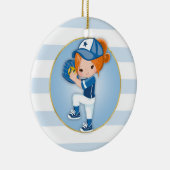 Redhead Girls Blue Softball Keramik Ornament (Rechts)
