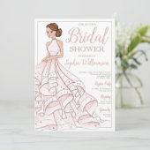 Redhead Glitzer Glam Bride Brautparty Einladung (Stehend Vorderseite)