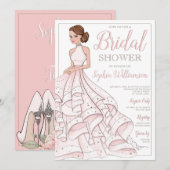 Redhead Glitzer Glam Bride Brautparty Einladung (Vorne/Hinten)