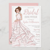 Redhead Glitzer Glam Bride Brautparty Einladung (Vorne/Hinten)