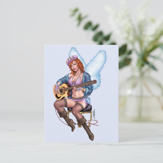 Redhead Guitar Angel von Al Rio Postkarte (Stehend Vorderseite)