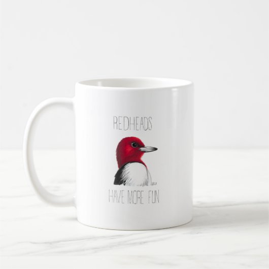 Redhead hat mehr Spaß (Rotkopfspecht) Kaffeetasse (Links)