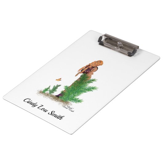 Redhead Hiker Backpack Pinup Girl Clipboard Klemmbrett (Schrägansicht)