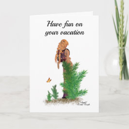 Redhead Hiker Backpack Pinup Girl Grußkarte Karte