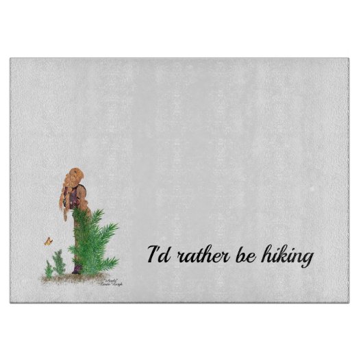 Redhead Hiker Backpack Pinup Girl Quote Schneidebrett (Vorderseite)