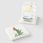 Redhead Hiker Backpack Pinup Girl Stone Untersetze Steinuntersetzer (Seitenansicht)