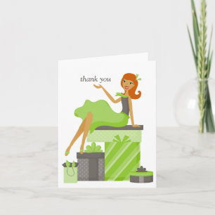 Redhead Hübsch Girl Dankeschön Hinweise Dankeskarte