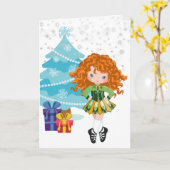 Redhead Irish Dancer Winter Weihnachtsfeiertag Karte (Gelbe Blume)