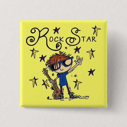 Redhead-Jungen-Rockstar Button (Vorderseite)