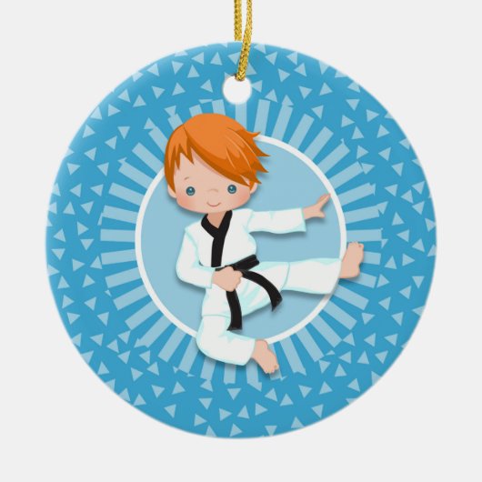 Redhead Karate Boy Judo Martial Arts Keramik Ornament (Vorne)