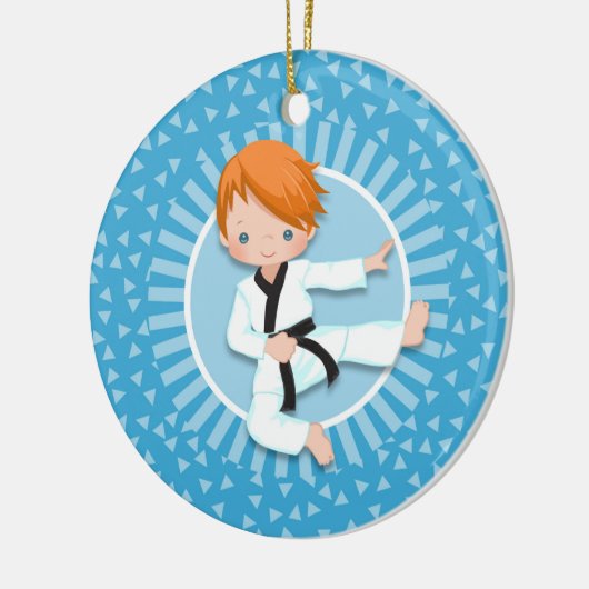Redhead Karate Boy Judo Martial Arts Keramik Ornament (Links)
