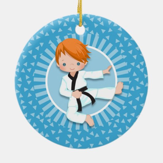 Redhead Karate Boy Judo Martial Arts Keramik Ornament (Hinten)