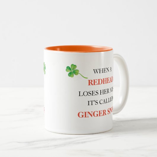 Redhead Loses Mind Ginger Snaps Kleeblatt Funny Zweifarbige Tasse (VorderseiteRechts)