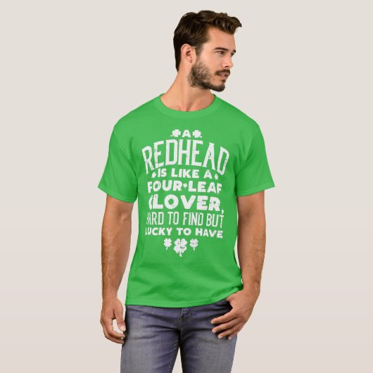 Redhead Lucky Clover Ginger Funny Ginger St Day T-Shirt (Vorne ganz)