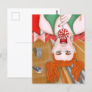 Redhead Mädchen im Stadion. Naughty Girl Postkarte