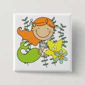 Redhead-Meerjungfrau Button (Vorderseite)