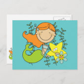 Redhead-Meerjungfrau Postkarte (Vorne/Hinten)