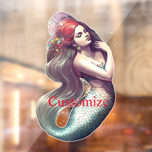 Redhead Mermaid Beauty Thunder_Cove Fensteraufkleber