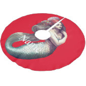 Redhead Mermaid Beauty Thunder_Cove Polyester Weihnachtsbaumdecke (Schrägansicht)