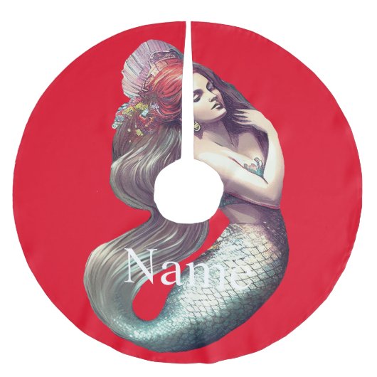 Redhead Mermaid Beauty Thunder_Cove Polyester Weihnachtsbaumdecke (Vorderseite)