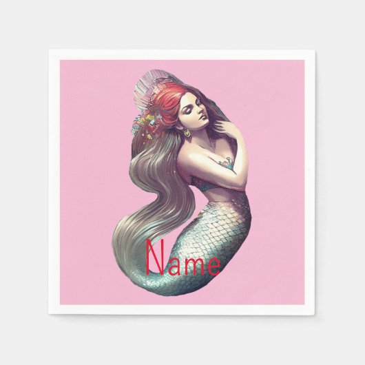 Redhead Mermaid Beauty Thunder_Cove Serviette (Vorderseite)