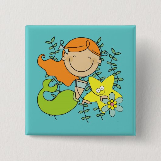 Redhead Mermaid Button (Vorderseite)