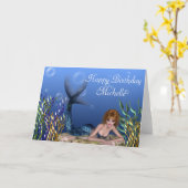 Redhead Mermaid Fantasy Customizable Birthday Card Karte (Gelbe Blume)