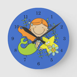 Redhead Mermaid Runde Wanduhr
