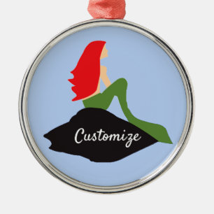 Redhead Mermaid Sitting Thunder_Cove Ornament Aus Metall