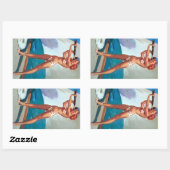 Redhead mit Spyglass Button U Rechteckiger Aufkleber (Blatt)