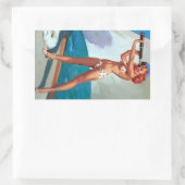 Redhead mit Spyglass Button U Rechteckiger Aufkleber (Tasche)