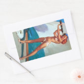 Redhead mit Spyglass Button U Rechteckiger Aufkleber (Umschlag)