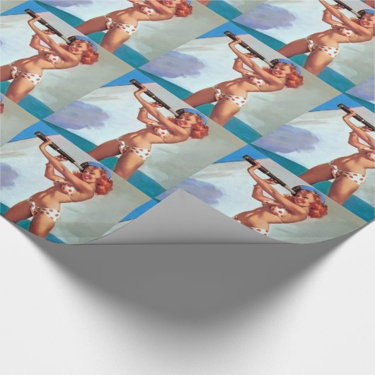 Redhead mit Spyglass Button Up Geschenkpapier (Ecke)