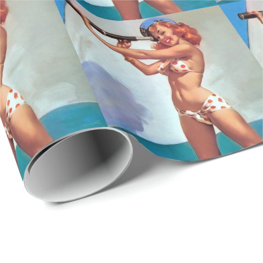 Redhead mit Spyglass Button Up Geschenkpapier (Rolleneckpunkt)