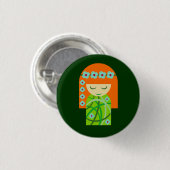 Redhead Nature Girl mit einer Blume Button (Vorne & Hinten)