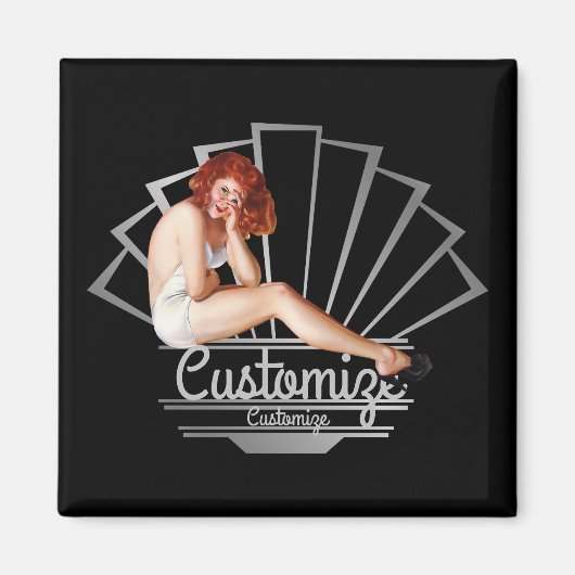 Redhead Pinup Girl Magnet (Vorne)