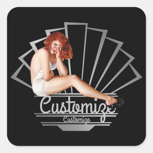 Redhead Pinup Girl Stickers (Vorderseite)