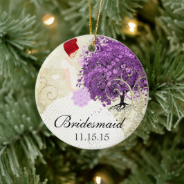 Redhead Radiant Purple Heart Leaf Tree Wedding Keramikornament