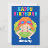 Redhead Swim Girl Custom Pool Party Happy Geburtst Karte (Vorderseite)