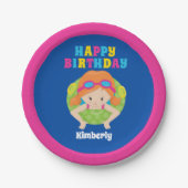 Redhead Swim Girl Custom Pool Party Happy Geburtst Pappteller (Vorderseite)