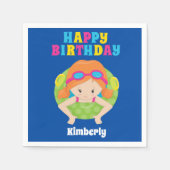 Redhead Swim Girl Custom Pool Party Happy Geburtst Serviette (Vorderseite)