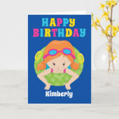 Redhead Swim Team Girl Custom Happy Birthday Karte (Gelbe Blume)