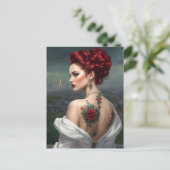Redhead Tattooed Frau in Paris Postkarte (Stehend Vorderseite)